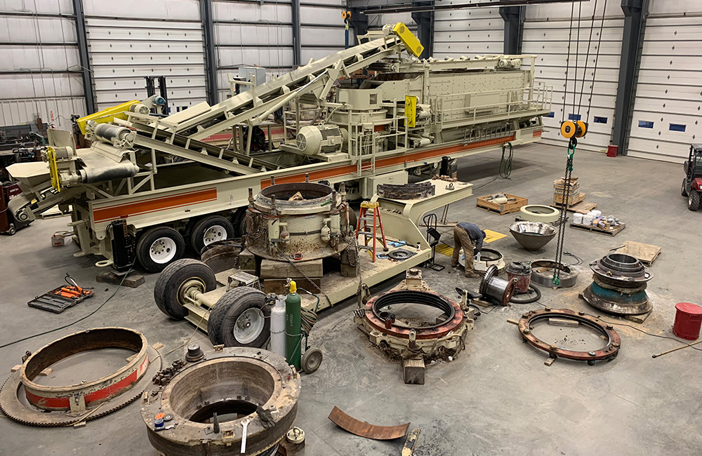 Conveyor being serviced